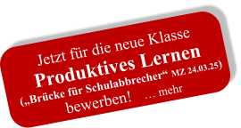 Jetzt für die neue Klasse Produktives Lernen („Brücke für Schulabbrecher“ MZ 24.03.25) bewerben!   … mehr